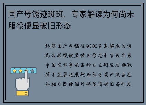 国产母锈迹斑斑，专家解读为何尚未服役便显破旧形态