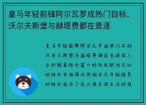 皇马年轻前锋阿尔瓦罗成热门目标，沃尔夫斯堡与赫塔费都在竞逐